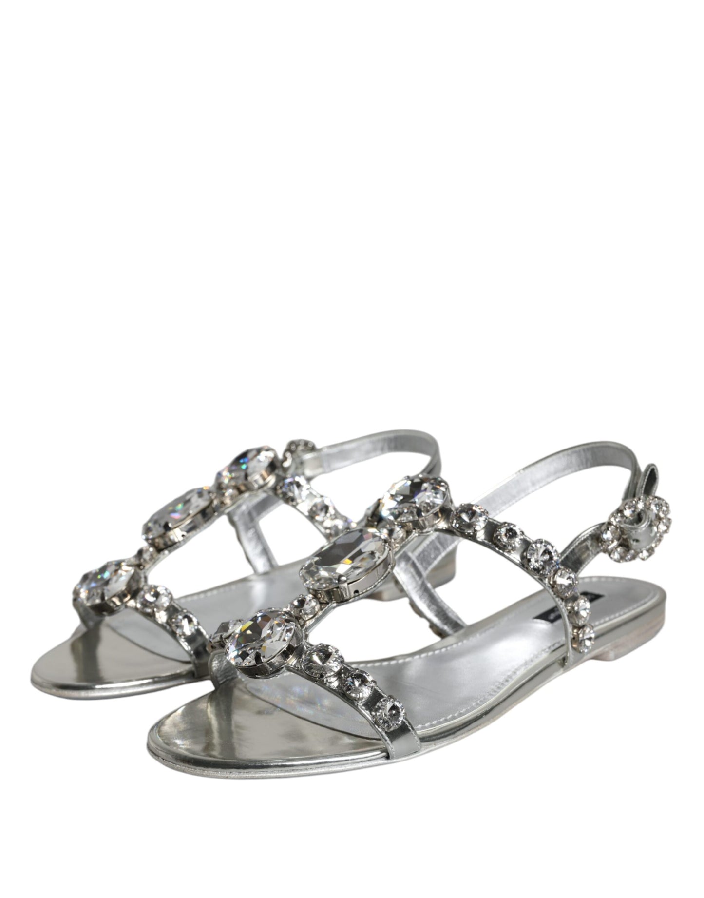 Dolce & Gabbana Silver Crystal Sandals Flats Flip Flops Shoes Dolce & Gabbana