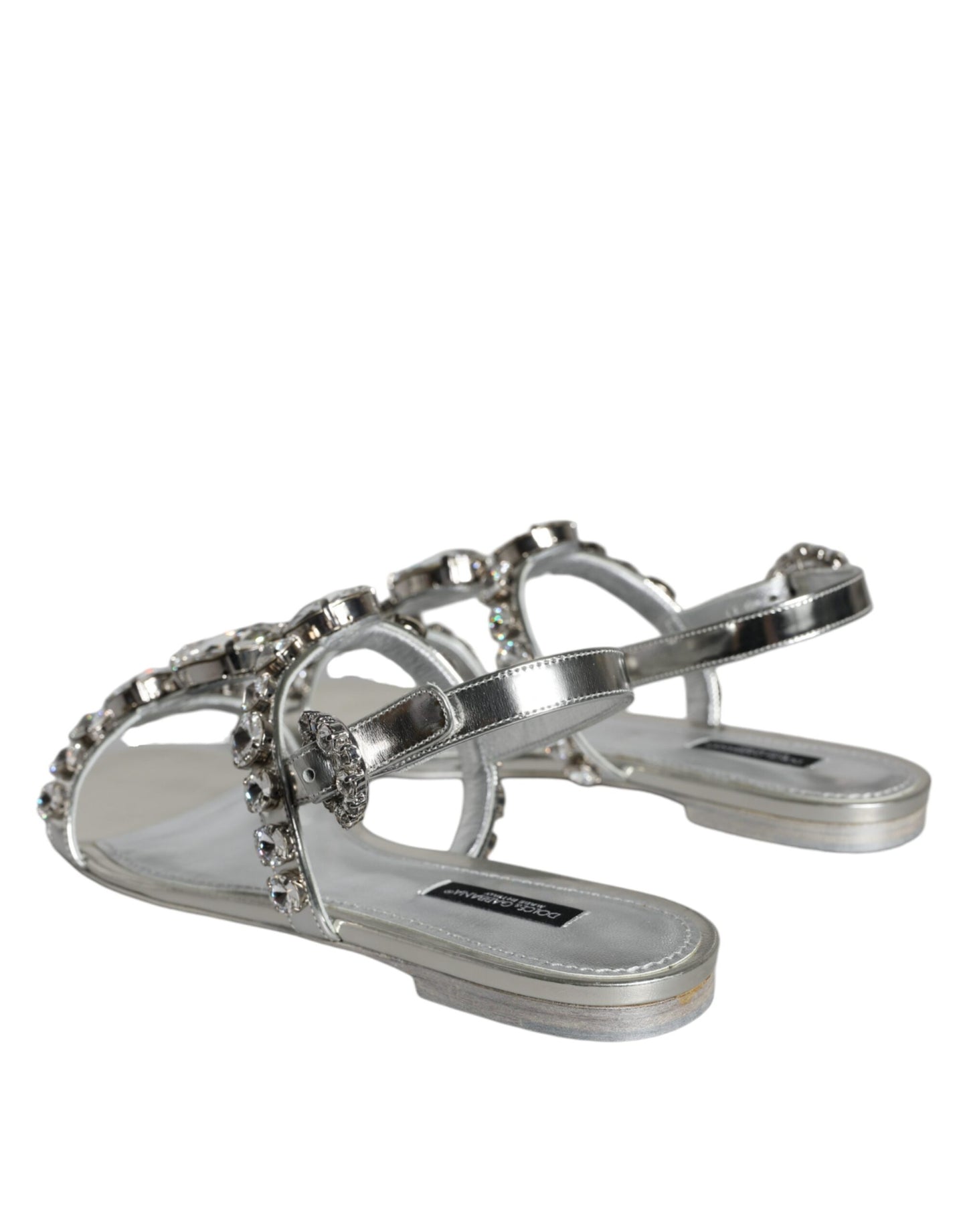 Dolce & Gabbana Silver Crystal Sandals Flats Flip Flops Shoes Dolce & Gabbana