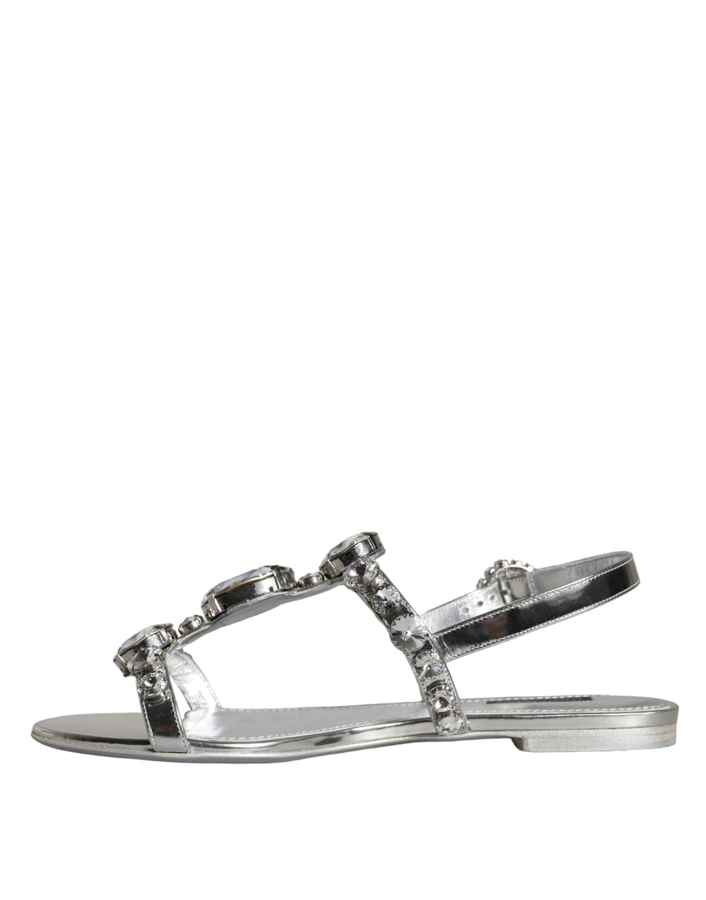 Dolce & Gabbana Silver Crystal Sandals Flats Flip Flops Shoes Dolce & Gabbana