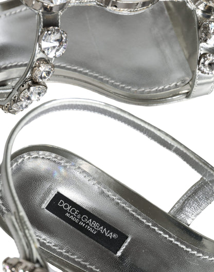 Dolce & Gabbana Silver Crystal Sandals Flats Flip Flops Shoes Dolce & Gabbana