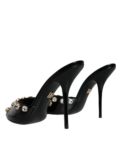 Dolce & Gabbana Black Crystal Heels Keira Sandals Shoes Dolce & Gabbana