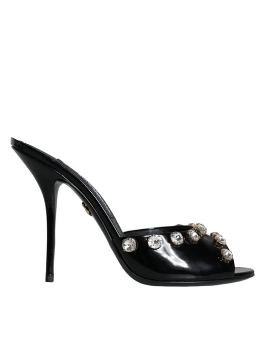 Dolce & Gabbana Black Crystal Heels Keira Sandals Shoes Dolce & Gabbana