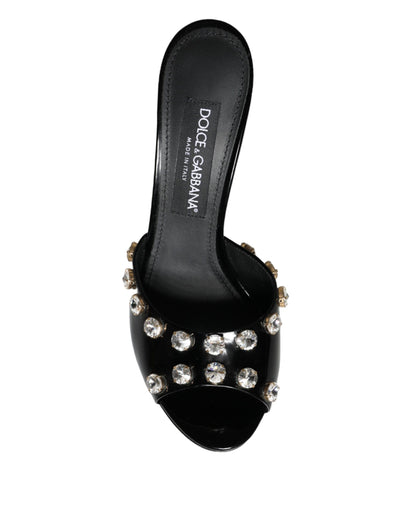 Dolce & Gabbana Black Crystal Heels Keira Sandals Shoes Dolce & Gabbana