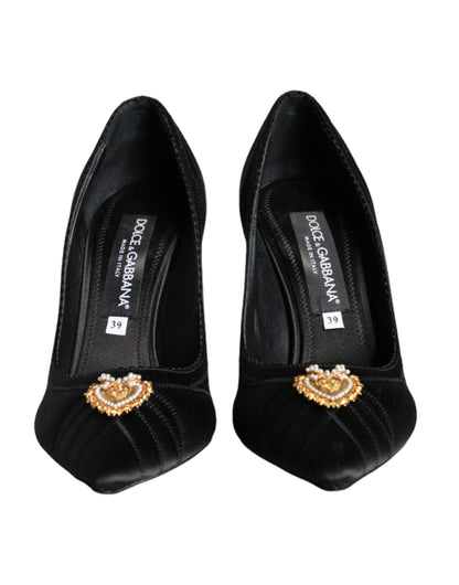 Dolce & Gabbana Black Heart DEVOTION Heels Pumps Shoes Dolce & Gabbana