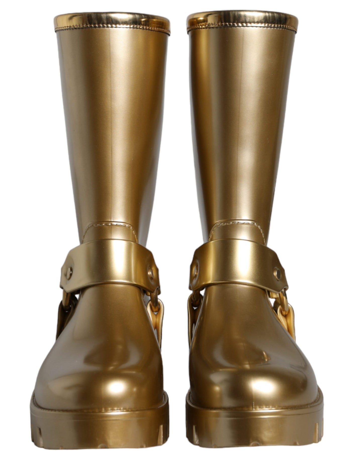 Dolce & Gabbana Metallic Gold Rubber PVC Rain Boots Shoes Dolce & Gabbana