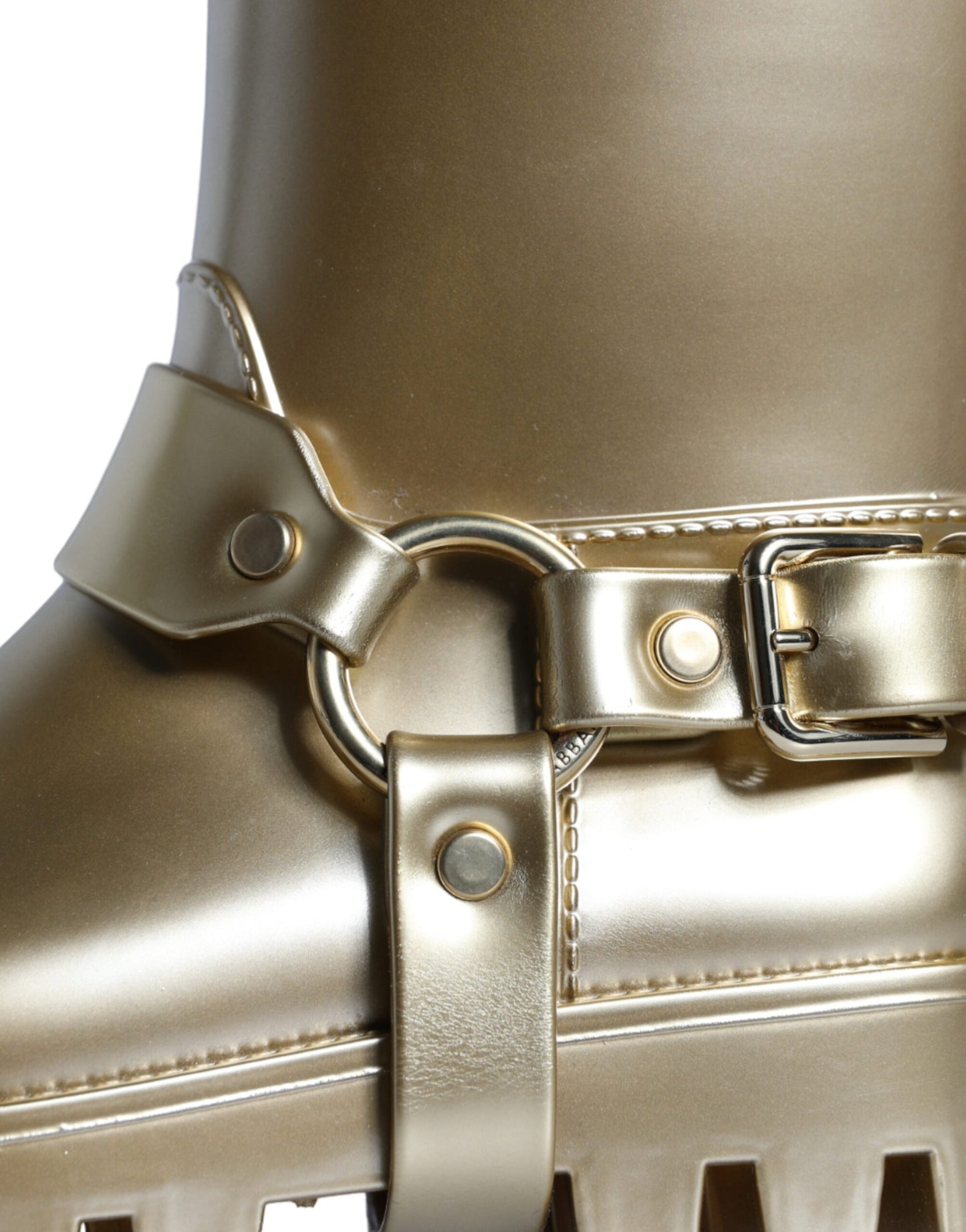 Dolce & Gabbana Metallic Gold Rubber PVC Rain Boots Shoes Dolce & Gabbana