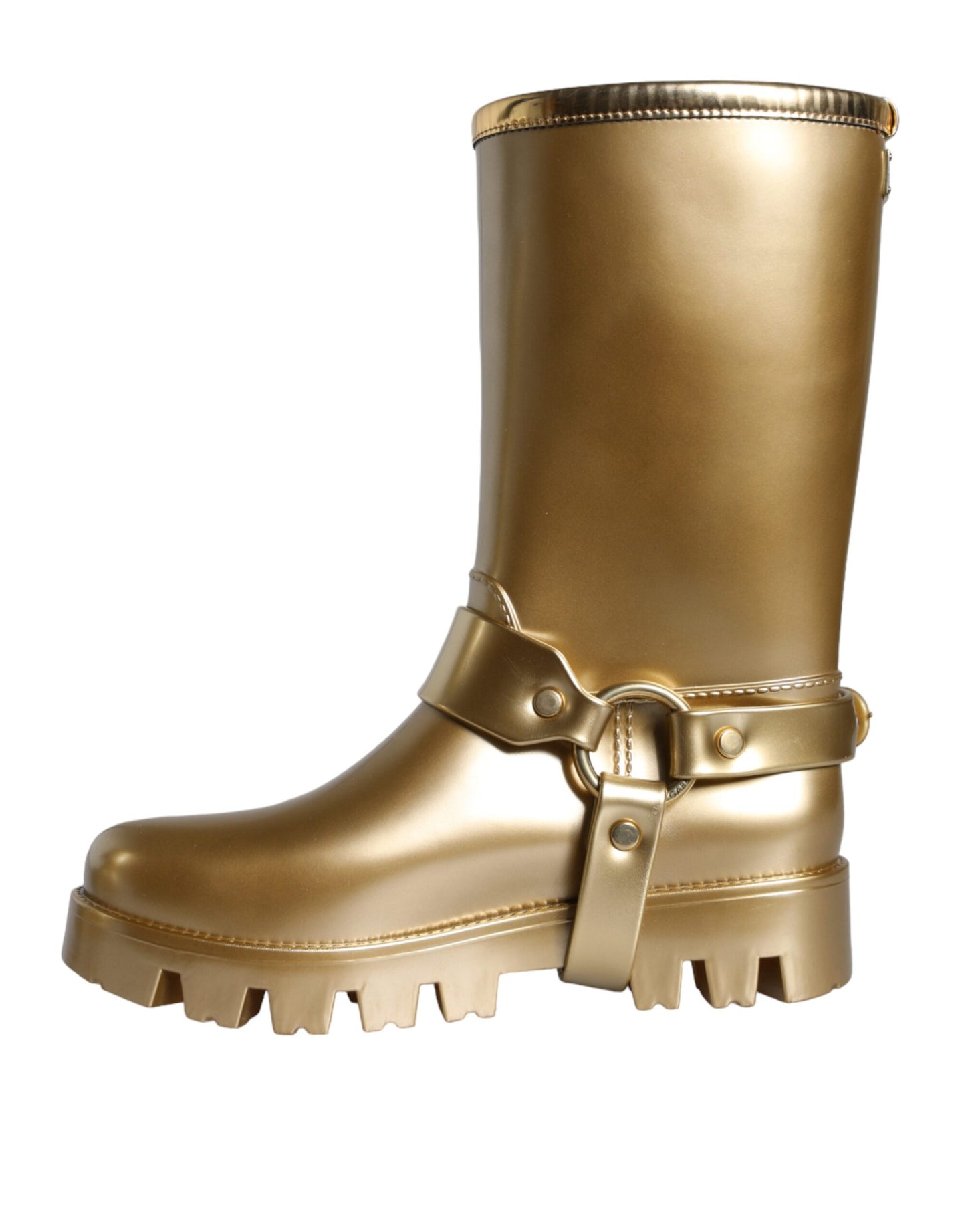 Dolce & Gabbana Metallic Gold Rubber PVC Rain Boots Shoes Dolce & Gabbana