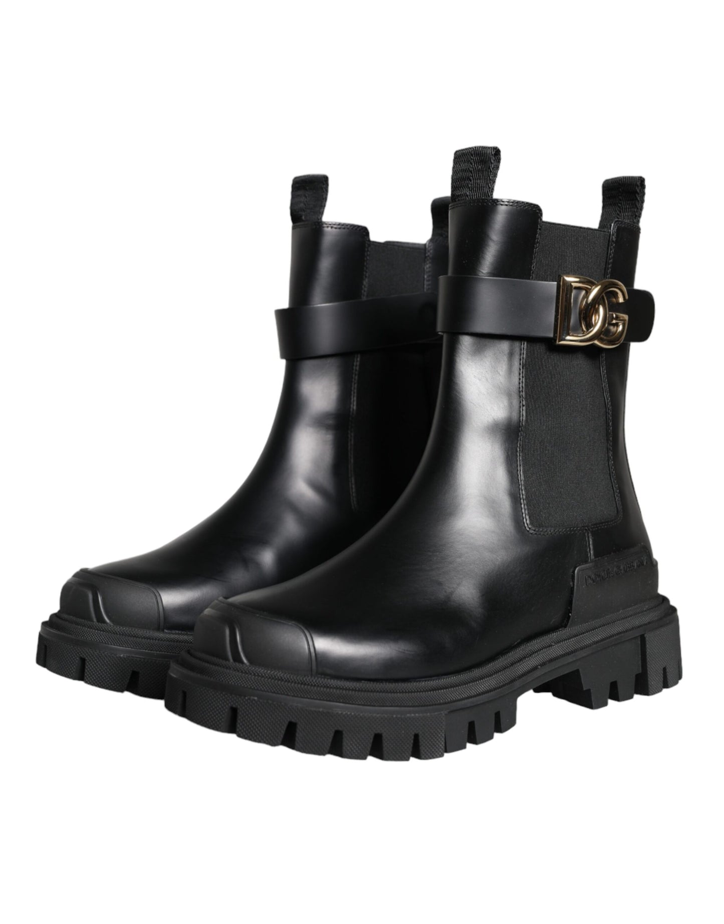 Dolce & Gabbana Black Leather Combat Mid Calf Boots Shoes Dolce & Gabbana