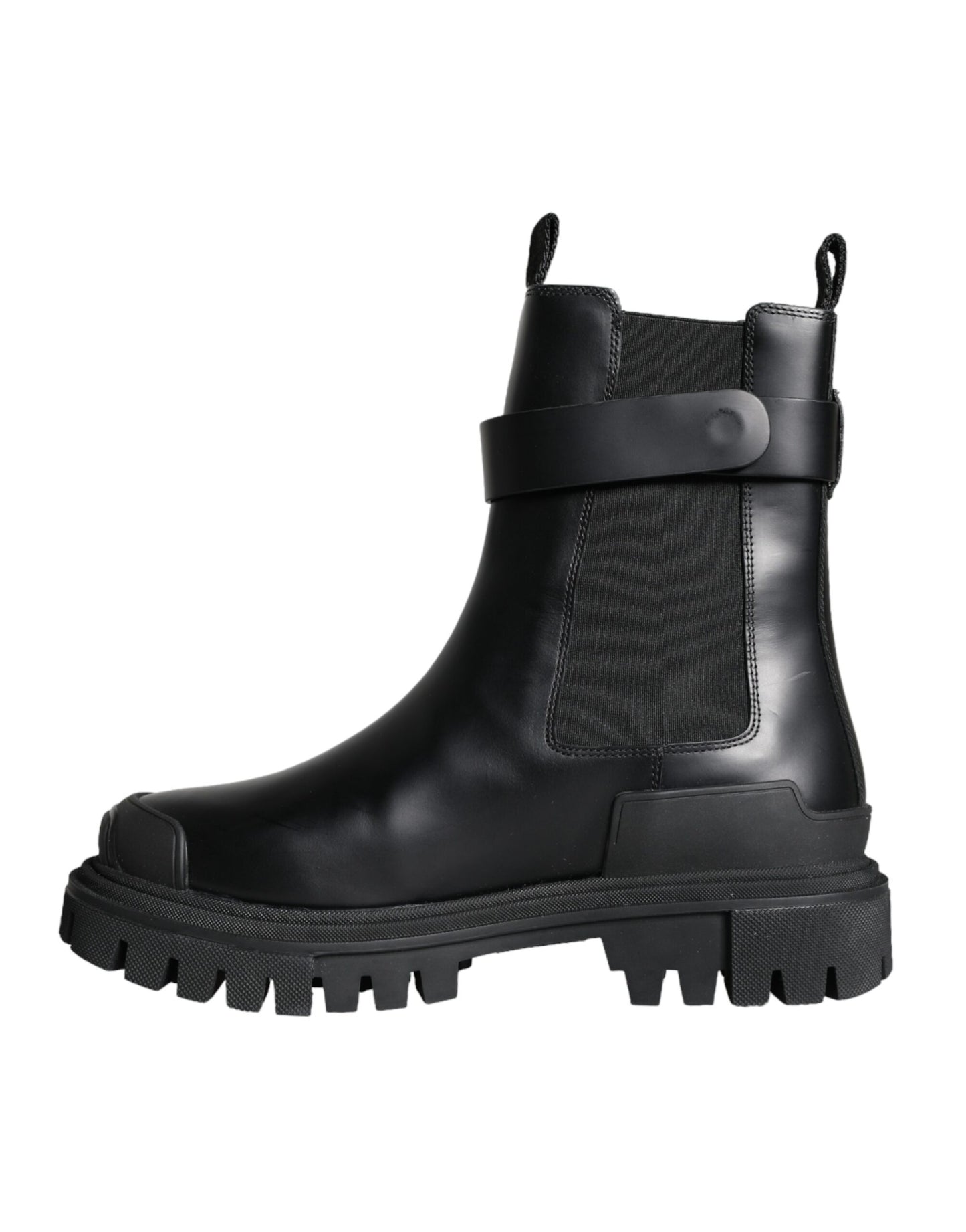 Dolce & Gabbana Black Leather Combat Mid Calf Boots Shoes Dolce & Gabbana