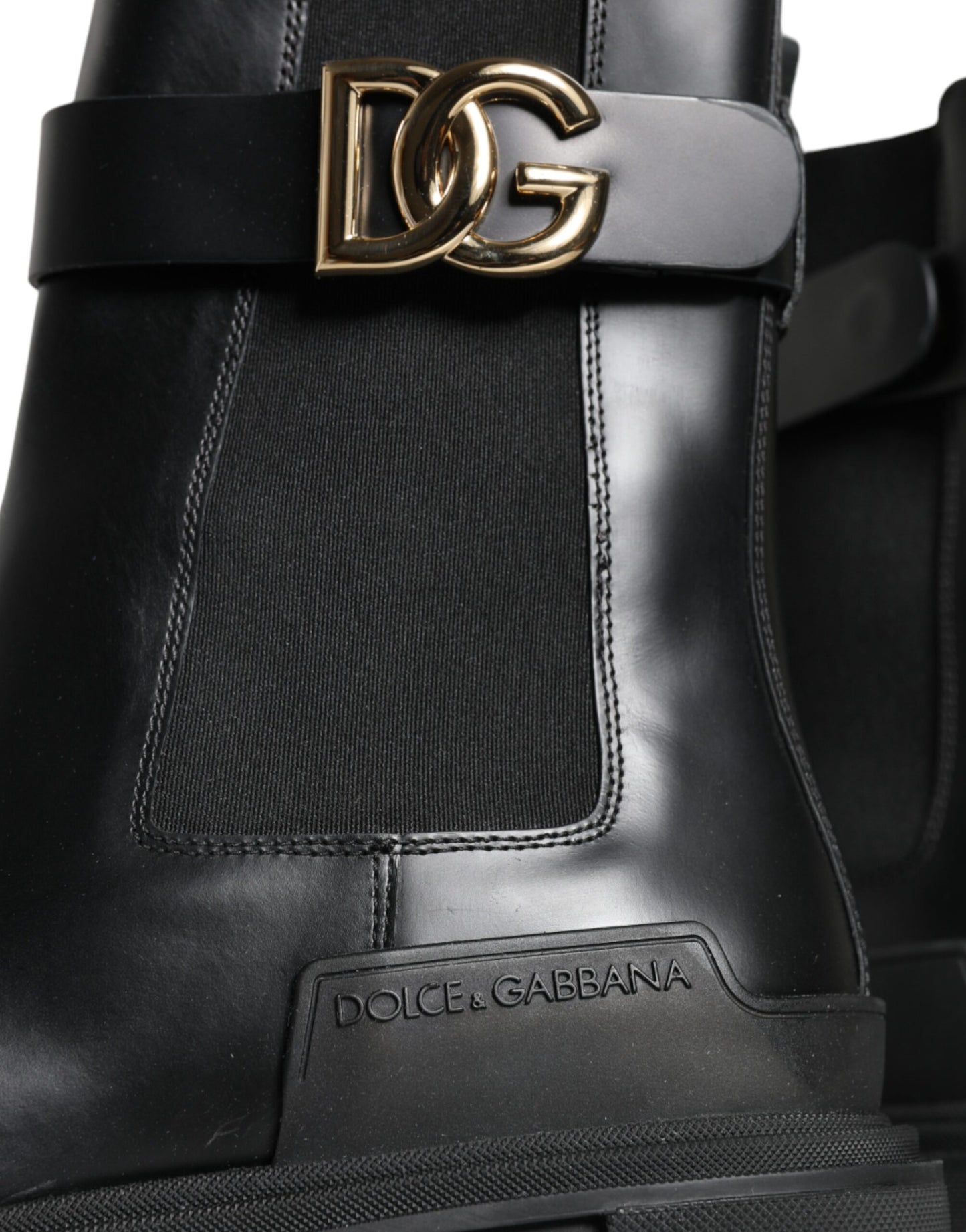 Dolce & Gabbana Black Leather Combat Mid Calf Boots Shoes Dolce & Gabbana