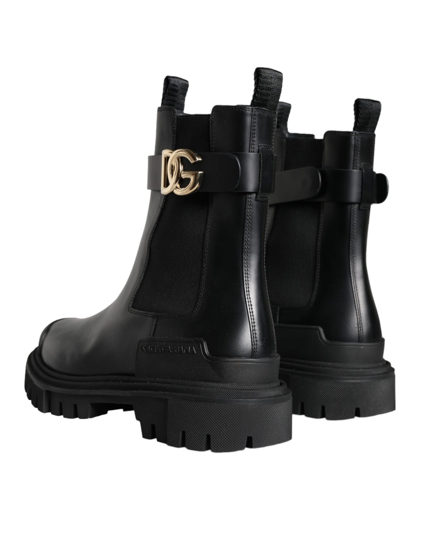 Dolce & Gabbana Black Leather Combat Mid Calf Boots Shoes Dolce & Gabbana