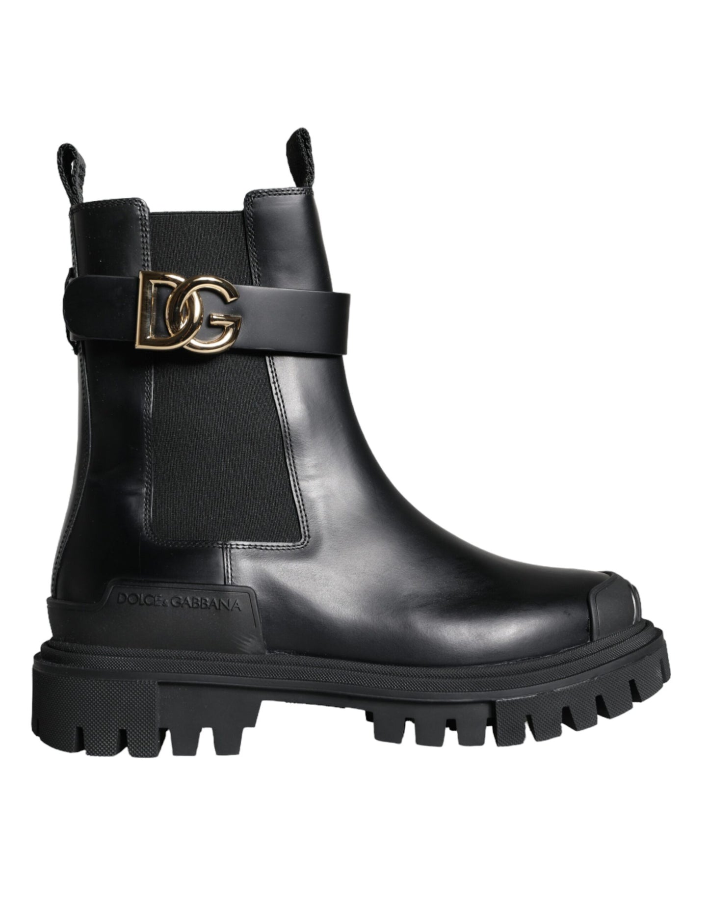 Dolce & Gabbana Black Leather Combat Mid Calf Boots Shoes Dolce & Gabbana