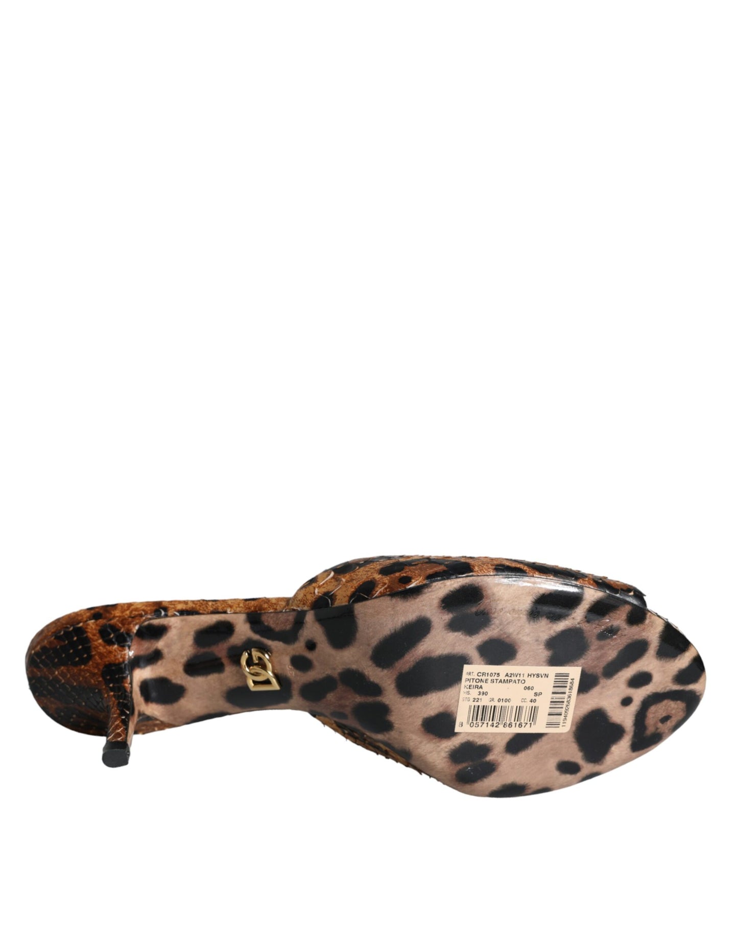 Dolce & Gabbana Brown Leopard Leather Slides Heels Sandals Shoes Dolce & Gabbana