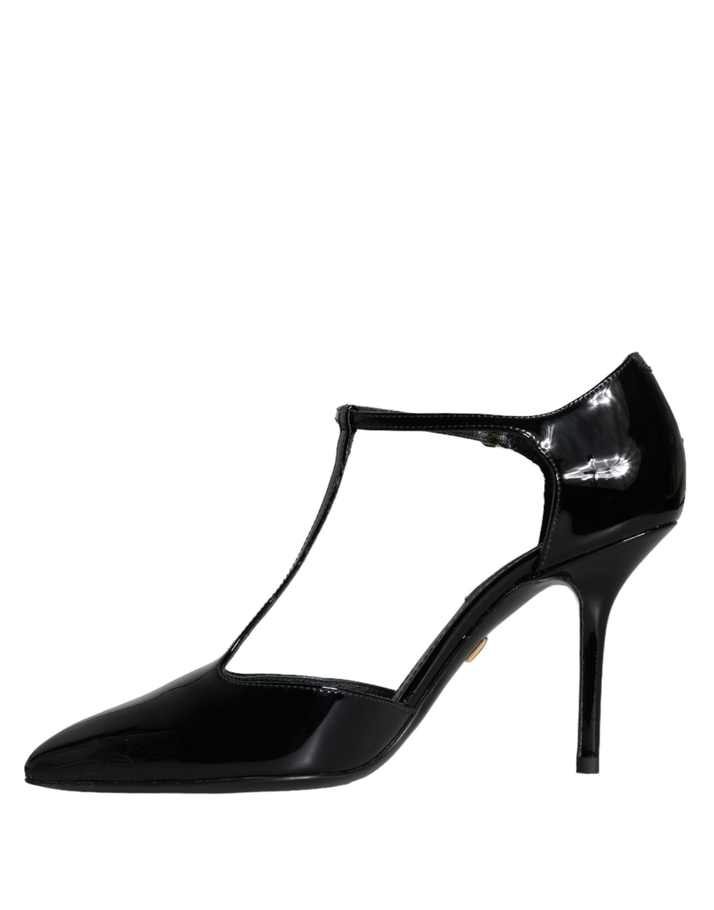 Dolce & Gabbana Black Leather T-strap Stiletto High Heels Shoes Dolce & Gabbana