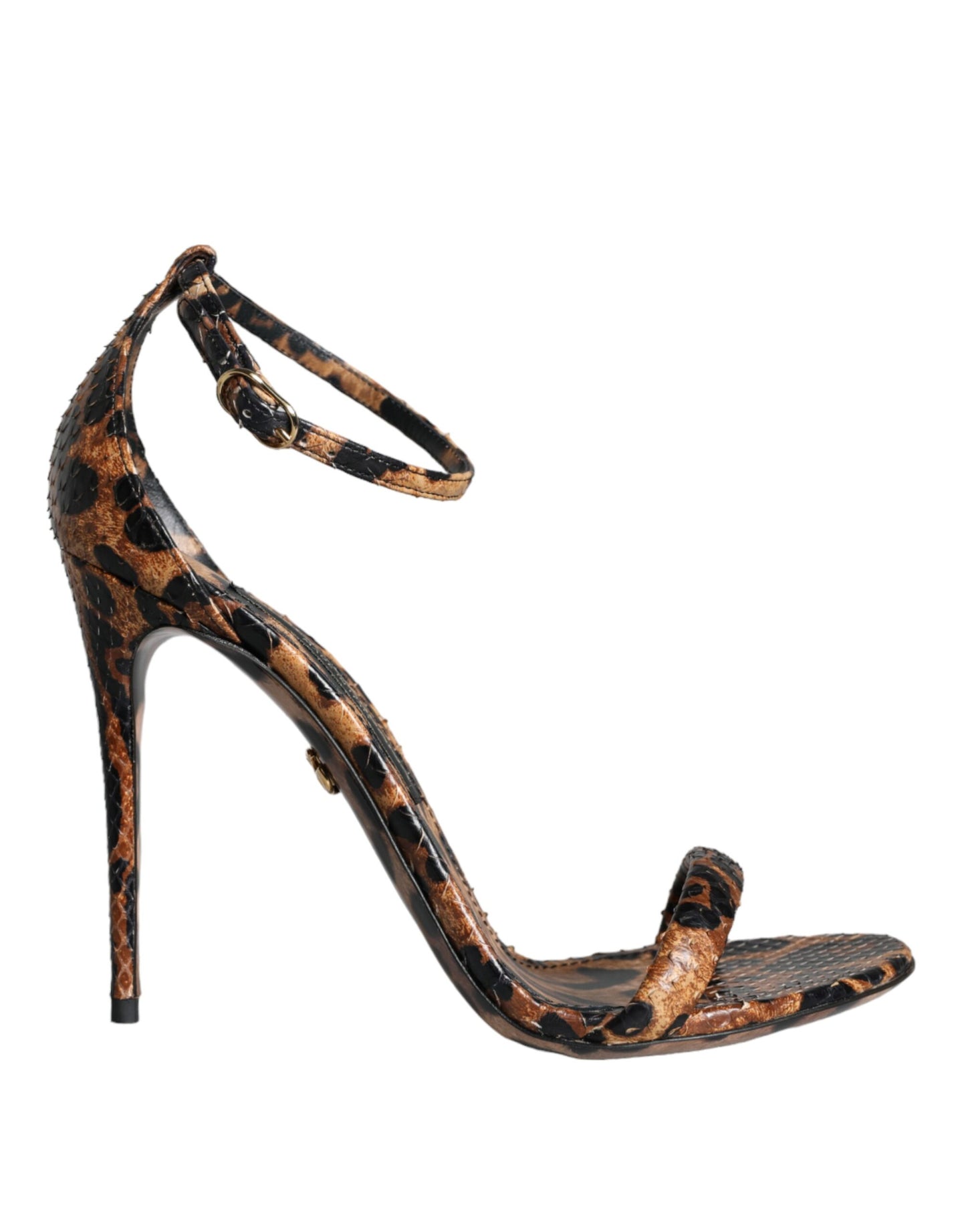 Dolce & Gabbana Brown Leopard Leather Ankle Strap Sandals Shoes Dolce & Gabbana