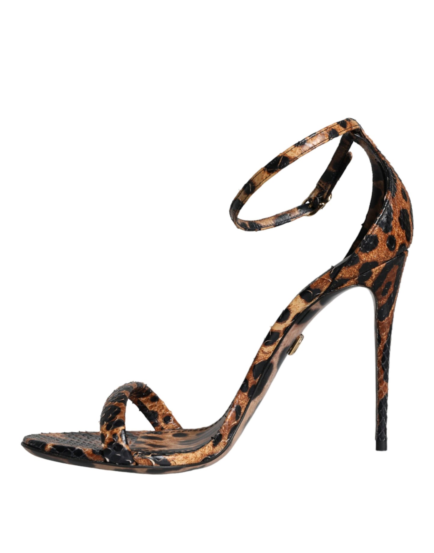 Dolce & Gabbana Brown Leopard Leather Ankle Strap Sandals Shoes Dolce & Gabbana