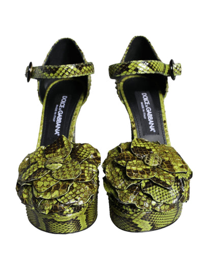 Dolce & Gabbana Green Exotic Leather Ankle Strap Heels Sandals Shoes Dolce & Gabbana