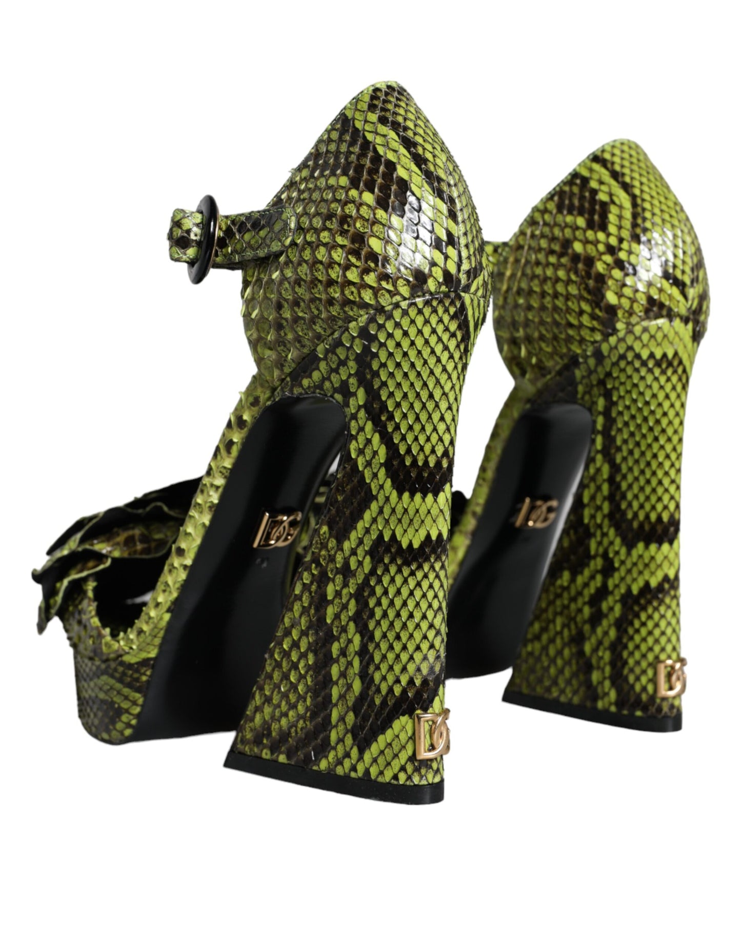 Dolce & Gabbana Green Exotic Leather Ankle Strap Heels Sandals Shoes Dolce & Gabbana