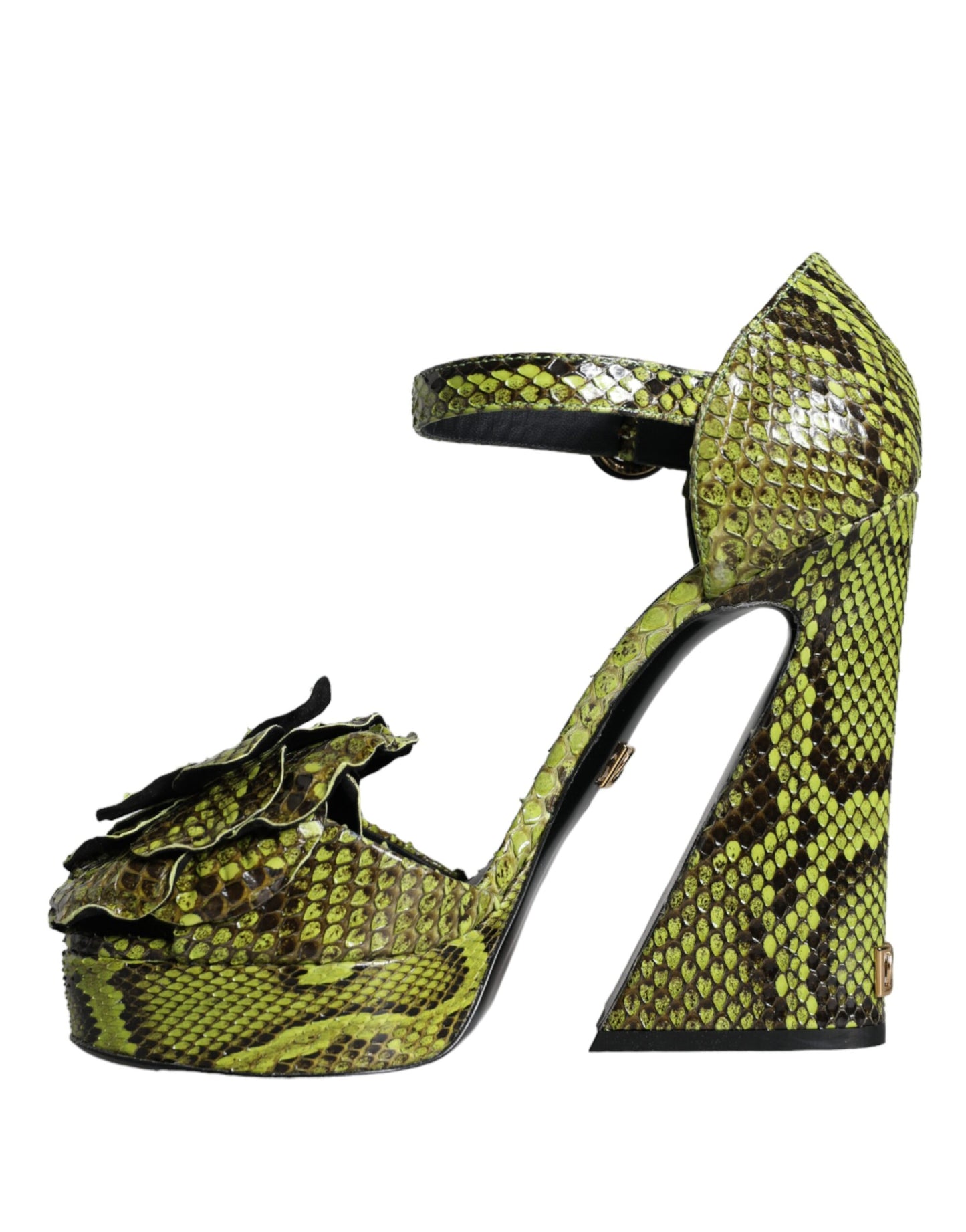 Dolce & Gabbana Green Exotic Leather Ankle Strap Heels Sandals Shoes Dolce & Gabbana