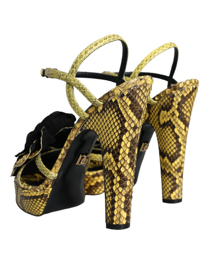 Dolce & Gabbana Yellow Exotic Leather Ankle Strap Heels Sandals Shoes Dolce & Gabbana