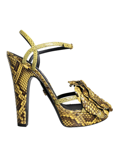 Dolce & Gabbana Yellow Exotic Leather Ankle Strap Heels Sandals Shoes Dolce & Gabbana