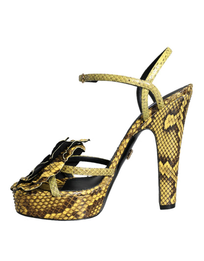 Dolce & Gabbana Yellow Exotic Leather Ankle Strap Heels Sandals Shoes Dolce & Gabbana