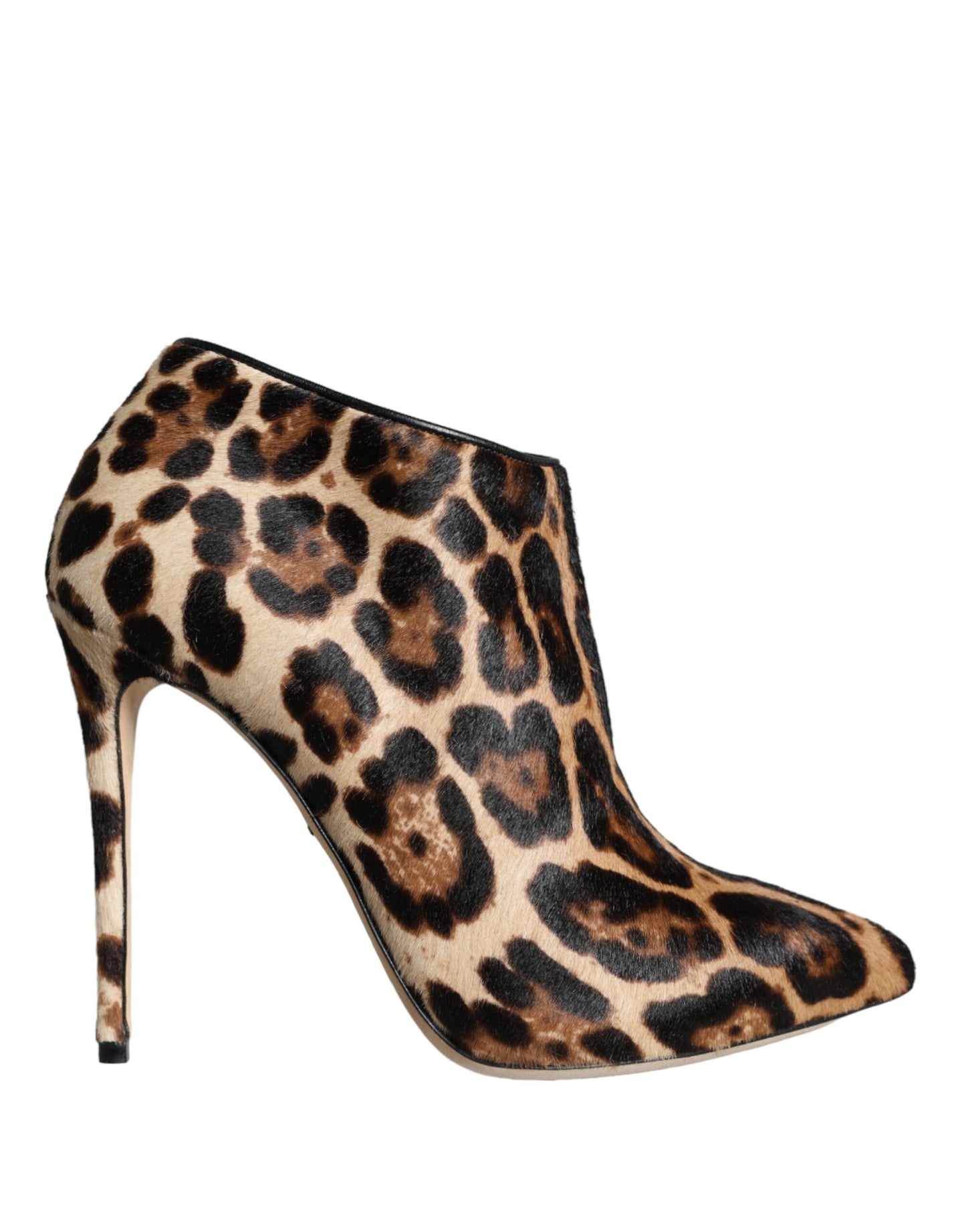 Dolce & Gabbana Brown Leopard Calf Fur Heels Ankle Boots Shoes Dolce & Gabbana