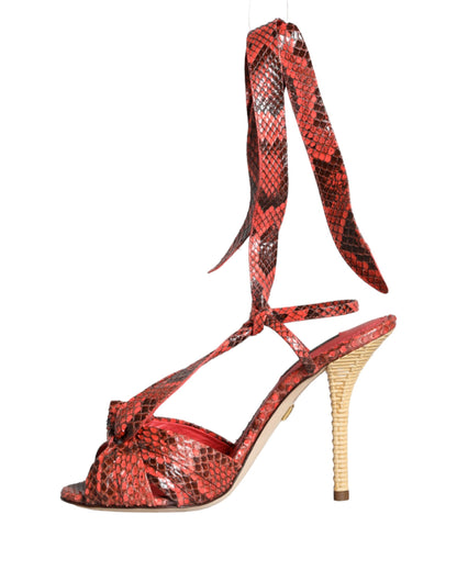 Dolce & Gabbana Coral Exotic Leather Heels Sandals Shoes Dolce & Gabbana