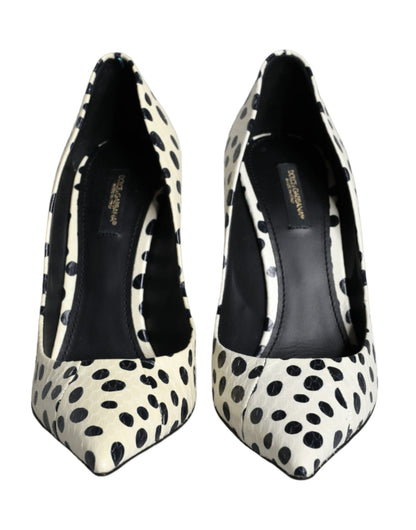 Dolce & Gabbana Black White Polka Dot Leather Pumps Shoes Dolce & Gabbana