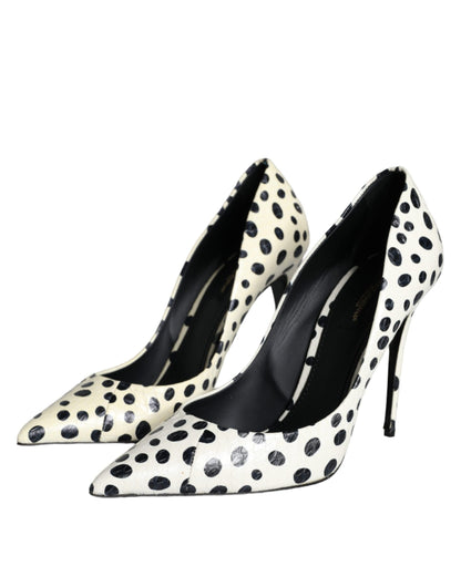 Dolce & Gabbana Black White Polka Dot Leather Pumps Shoes Dolce & Gabbana