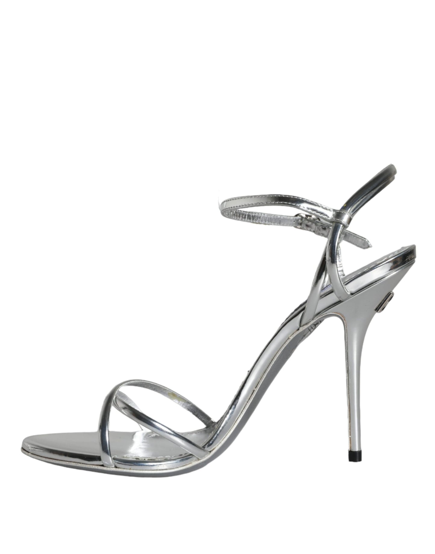 Dolce & Gabbana Silver KEIRA Leather AnkleStrap Sandals Shoes Dolce & Gabbana