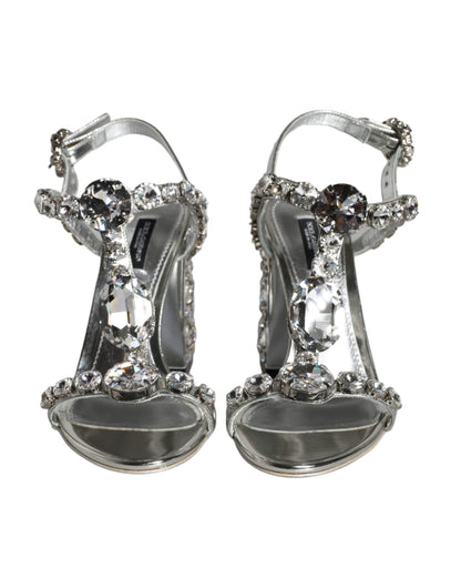 Dolce & Gabbana Silver Crystals High Heels Sandals Shoes Dolce & Gabbana