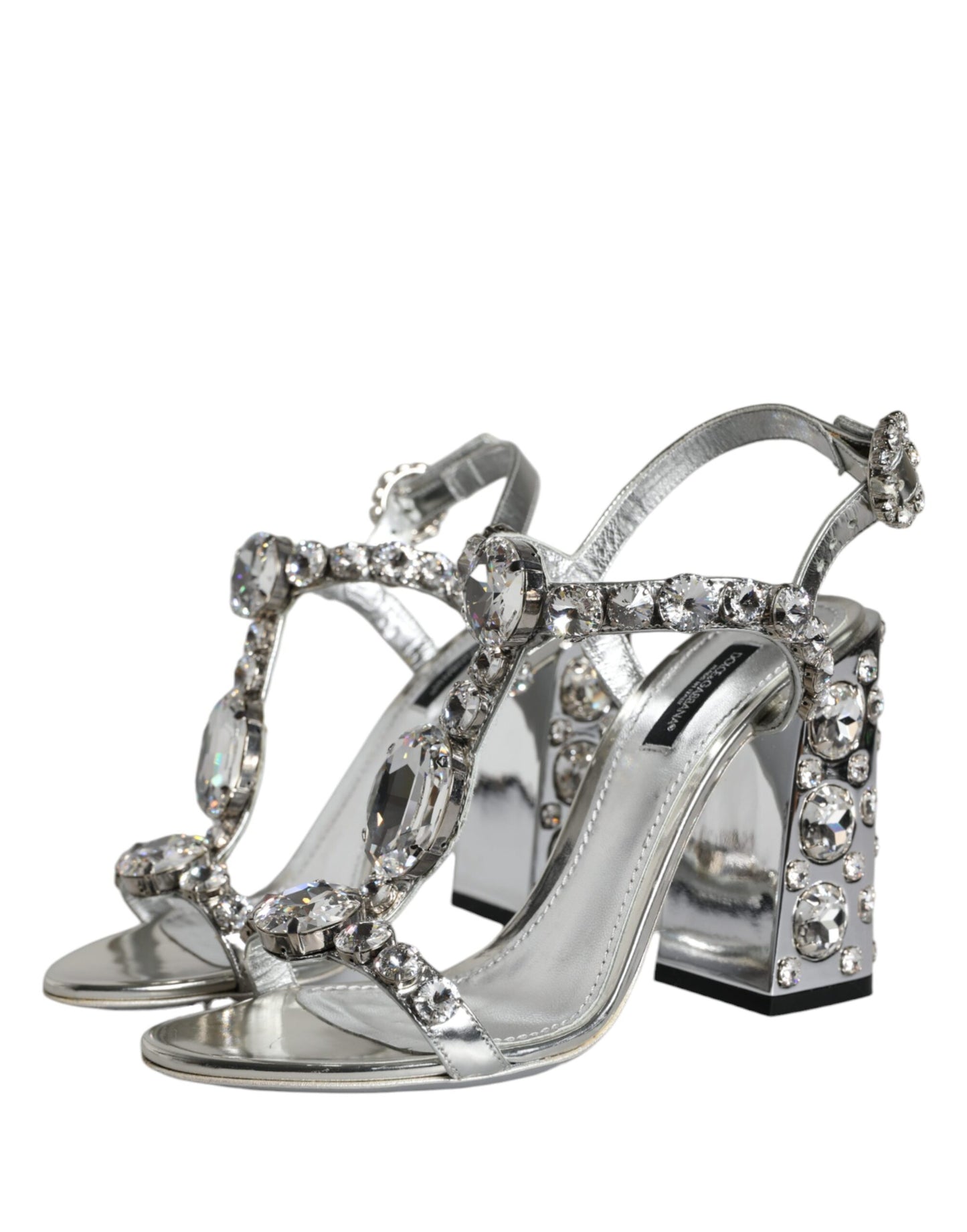 Dolce & Gabbana Silver Crystals High Heels Sandals Shoes Dolce & Gabbana