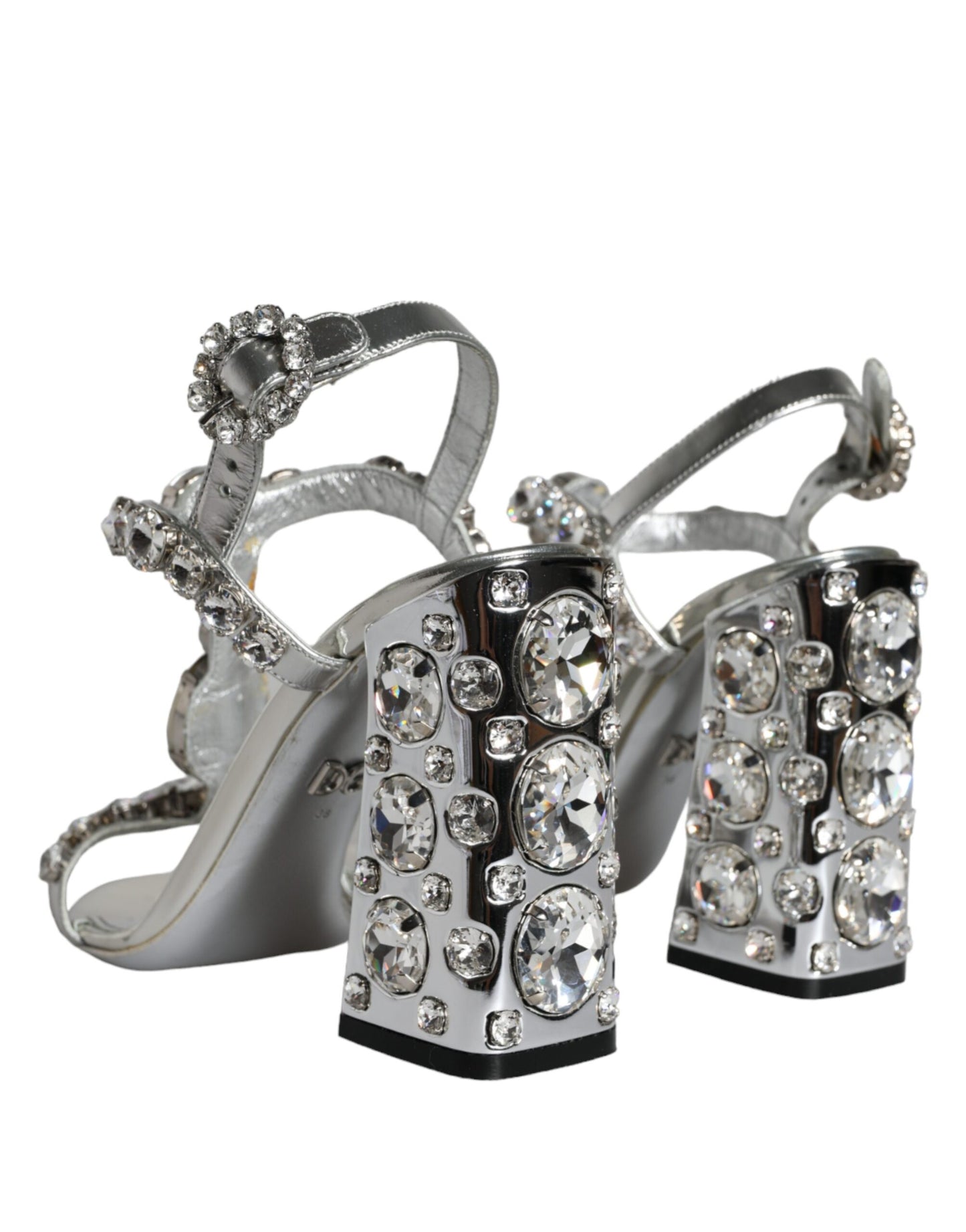 Dolce & Gabbana Silver Crystals High Heels Sandals Shoes Dolce & Gabbana