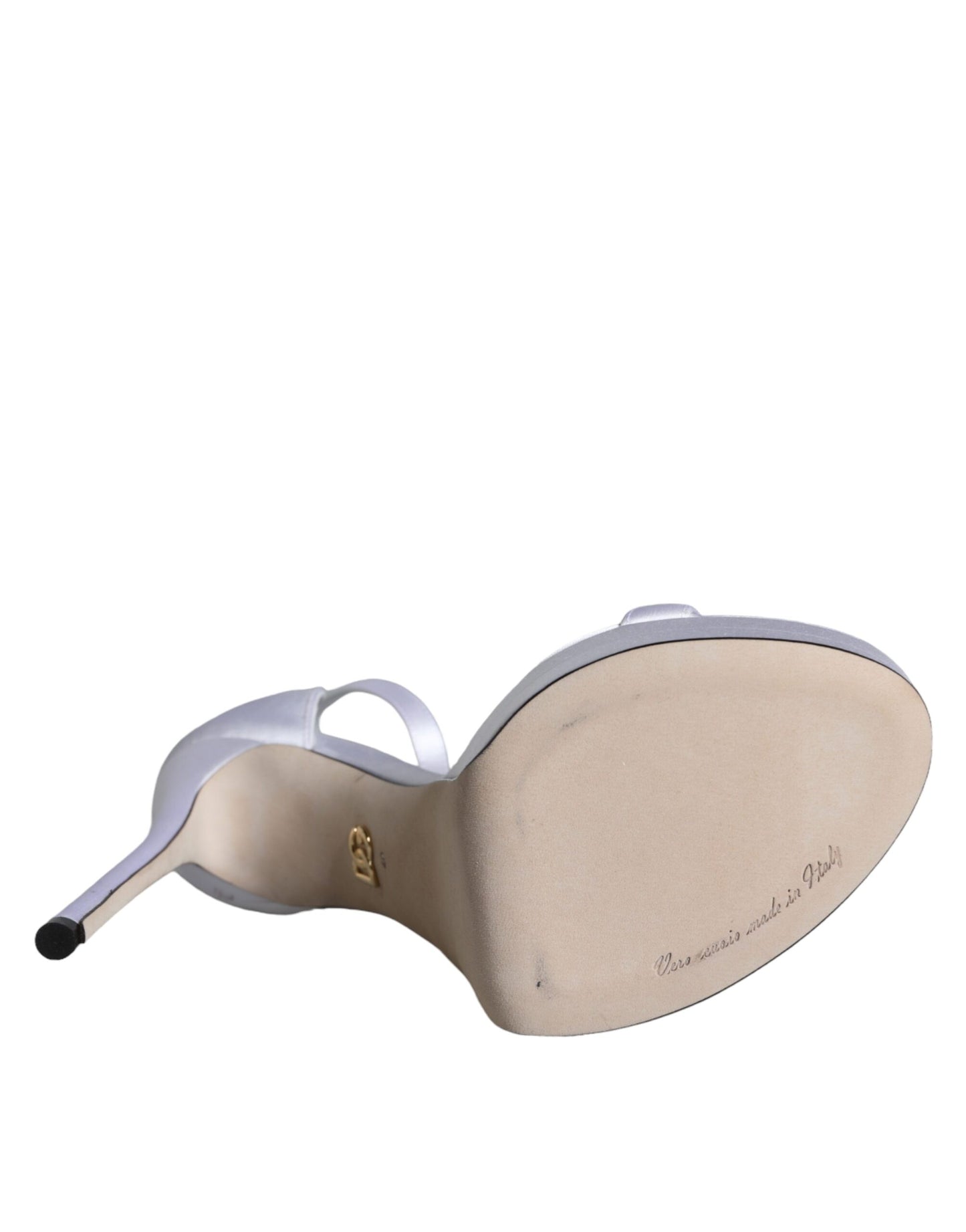 Dolce & Gabbana White Keira Satin Ankle Strap Sandals Shoes Dolce & Gabbana