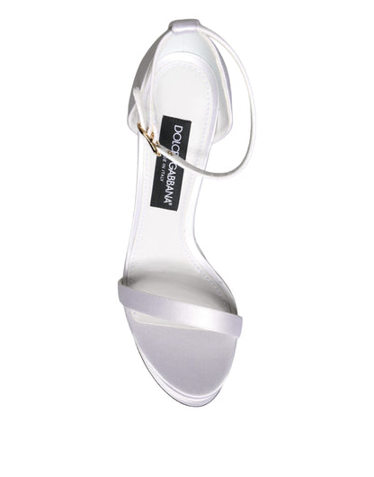 Dolce & Gabbana White Keira Satin Ankle Strap Sandals Shoes Dolce & Gabbana