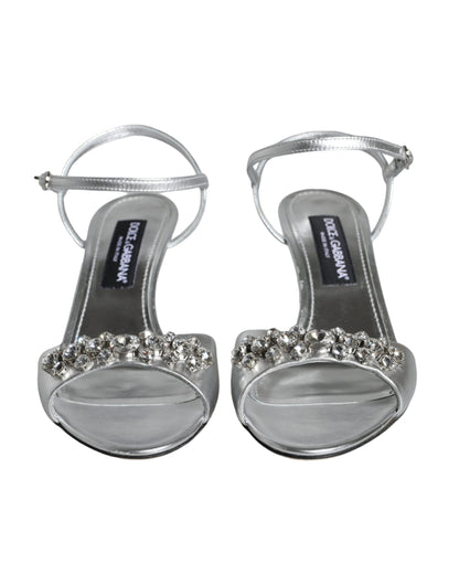 Dolce & Gabbana Silver Crystal AnkleStrap Keira Sandals Shoes Dolce & Gabbana