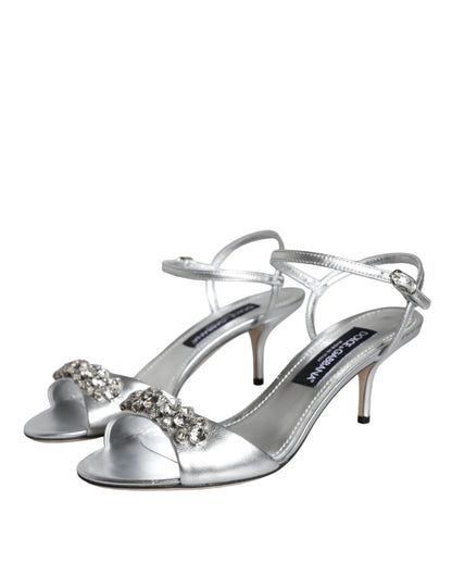 Dolce & Gabbana Silver Crystal AnkleStrap Keira Sandals Shoes Dolce & Gabbana