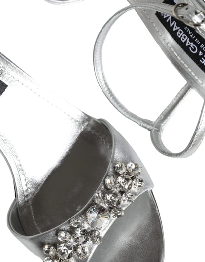 Dolce & Gabbana Silver Crystal AnkleStrap Keira Sandals Shoes Dolce & Gabbana