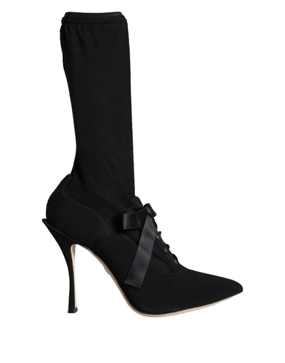 Dolce & Gabbana Black Stiletto Heels Mid Calf Boots Shoes Dolce & Gabbana