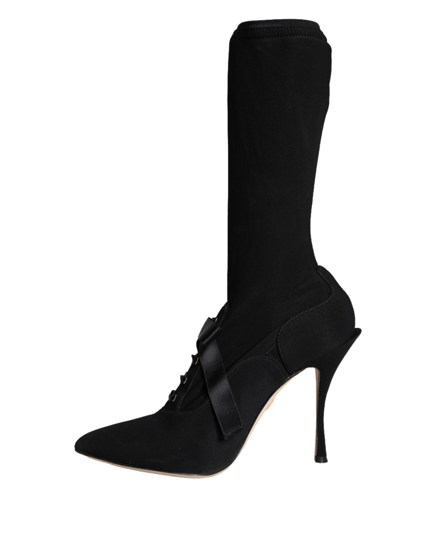 Dolce & Gabbana Black Stiletto Heels Mid Calf Boots Shoes Dolce & Gabbana