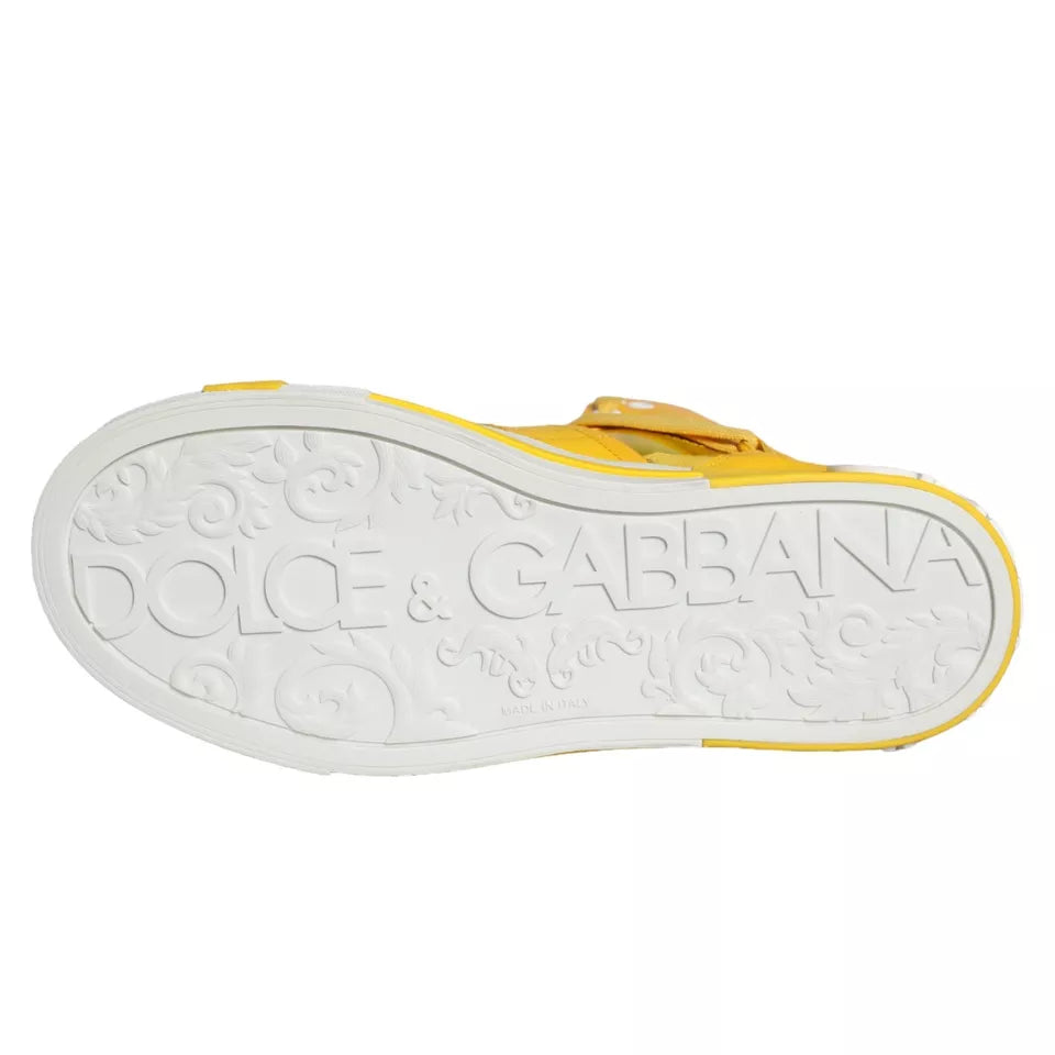 Dolce & Gabbana Yellow White Leather High Top Sneakers Shoes Dolce & Gabbana