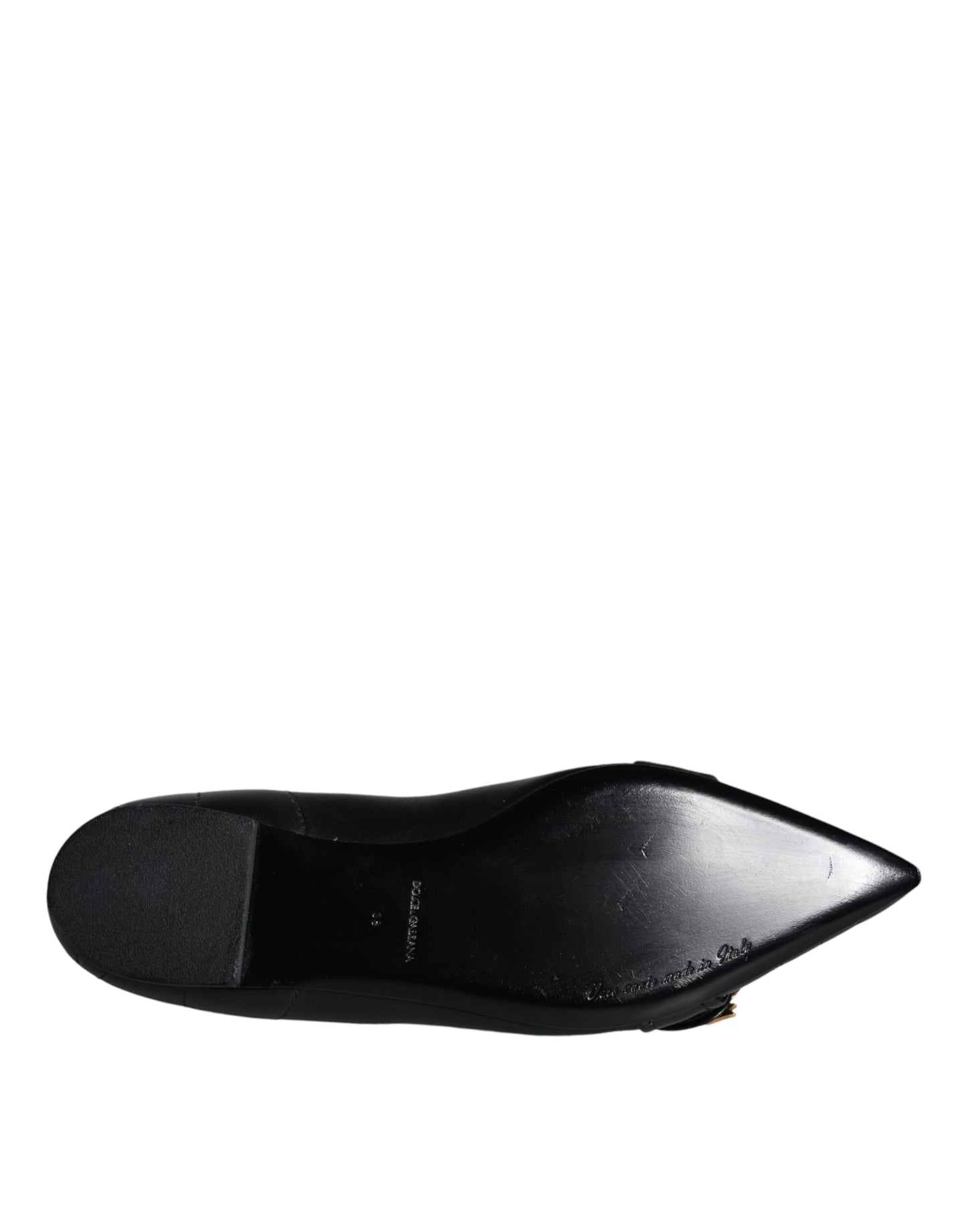 Dolce & Gabbana Black Devotion Leather Pointy Flats Shoes Dolce & Gabbana