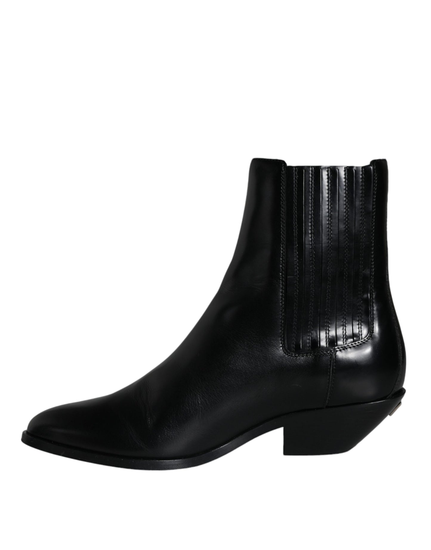 Dolce & Gabbana Black Leather Ankle Boots Booties Shoes