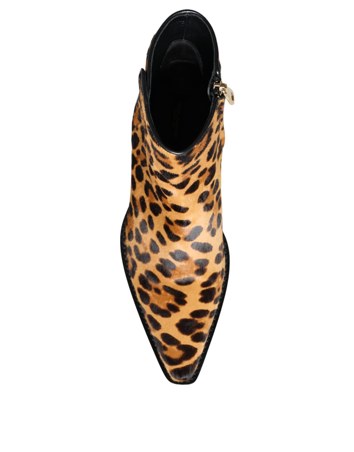 Dolce & Gabbana Brown Leopard Calf Fur Ankle Boots Shoes Dolce & Gabbana