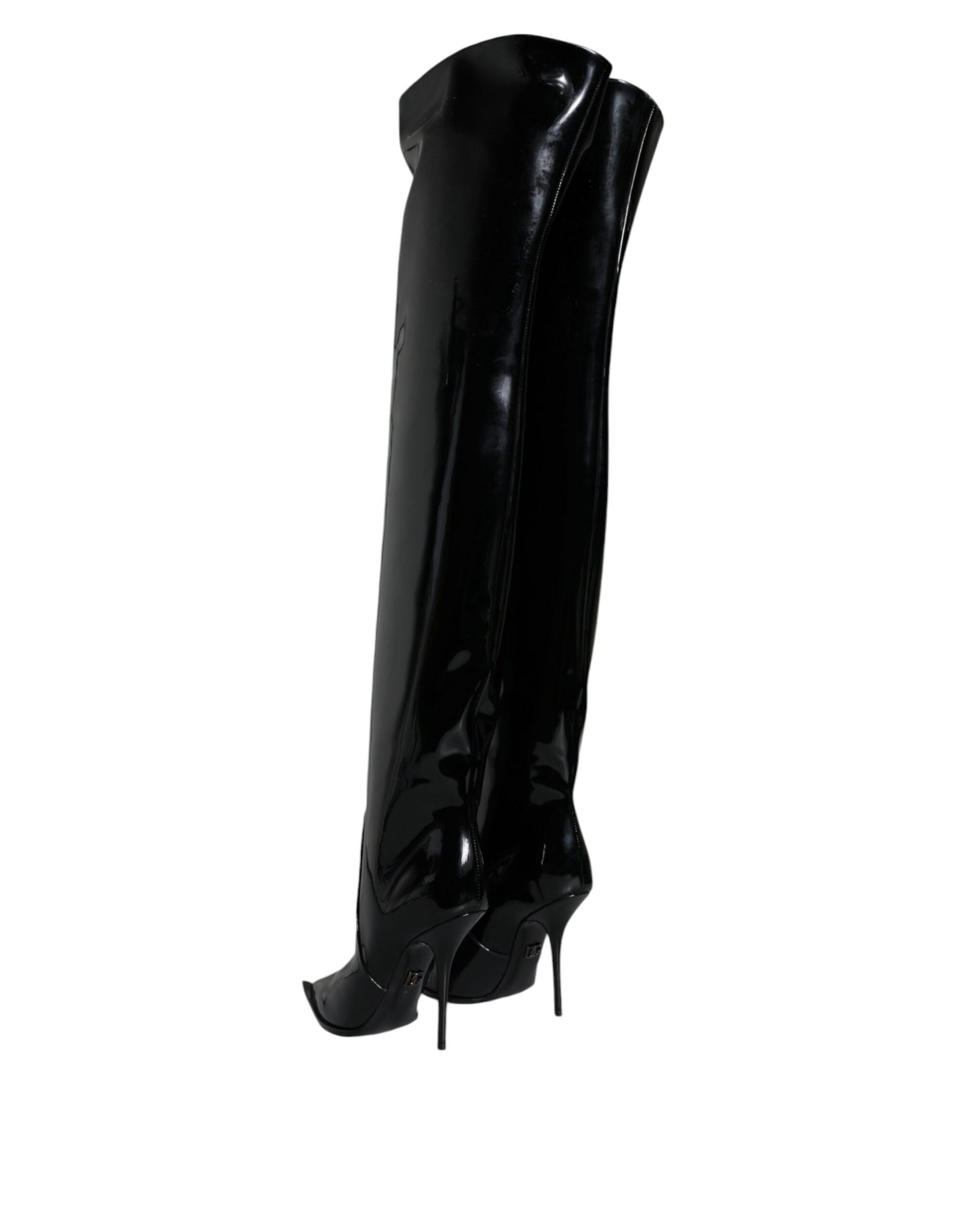 Dolce & Gabbana Black Patent Leather Knee High Boots Shoes Dolce & Gabbana