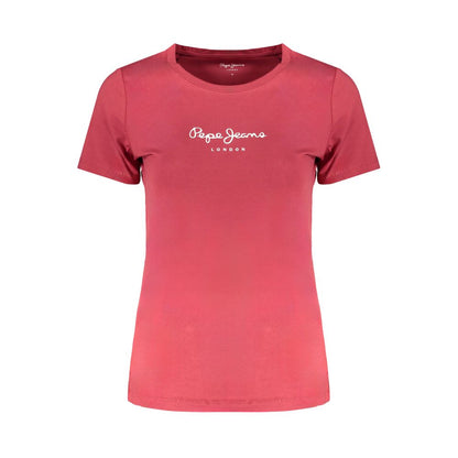 Pepe Jeans Red Cotton Tops & T-Shirt