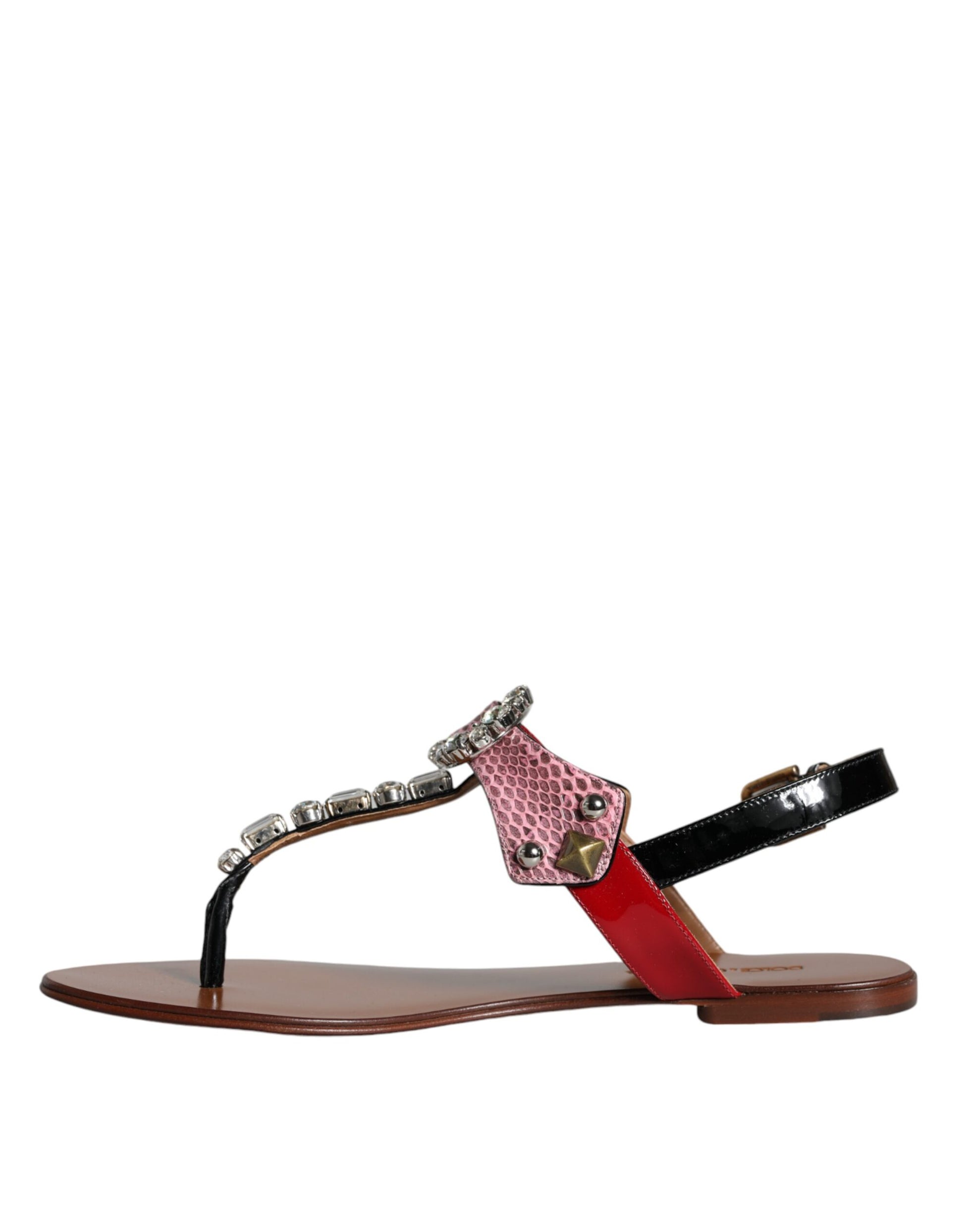 Dolce & Gabbana Multicolor Crystal Sandals Flip Flops Shoes