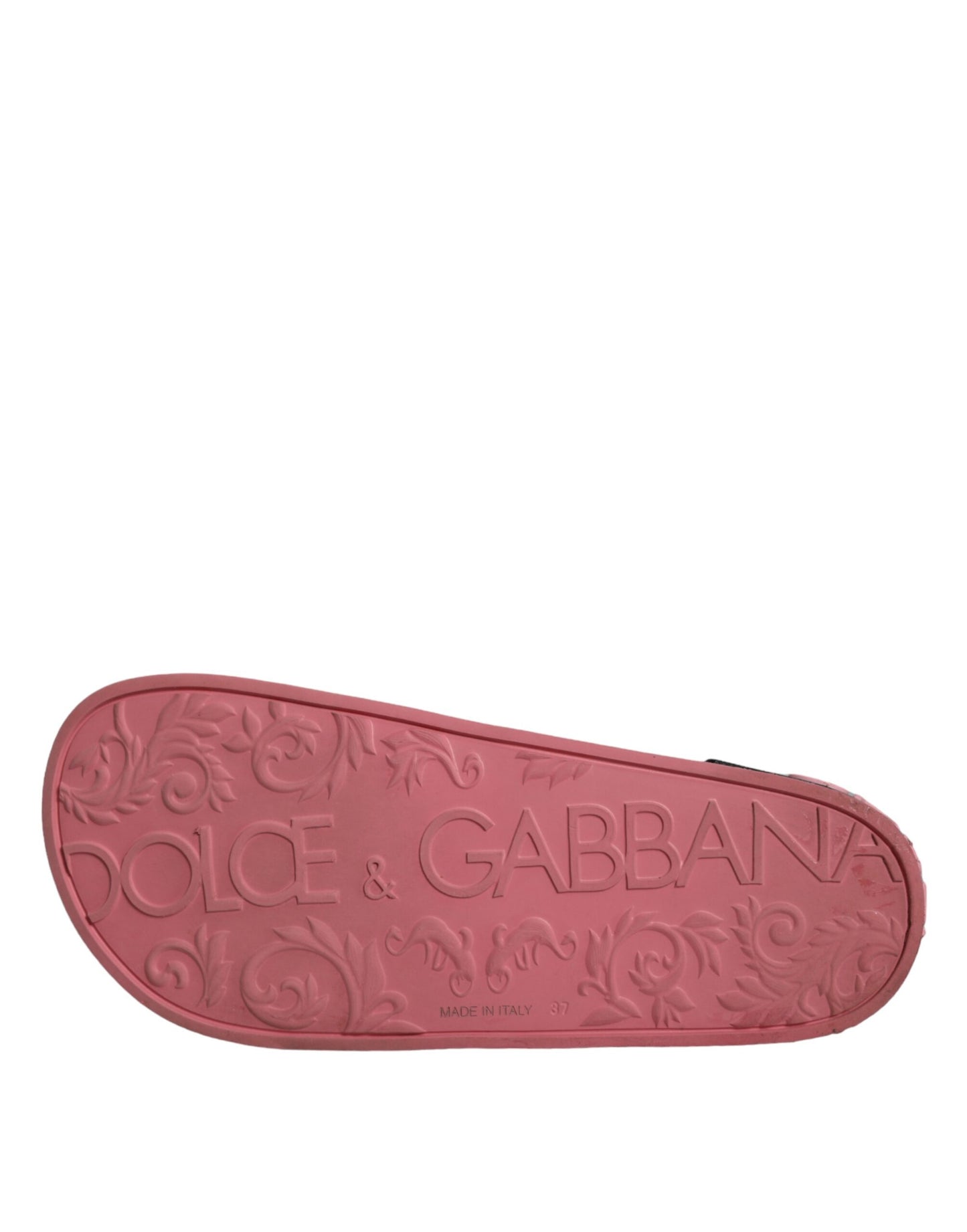 Dolce & Gabbana Pink Leather I Love D&G Sandals Slides Shoes Dolce & Gabbana