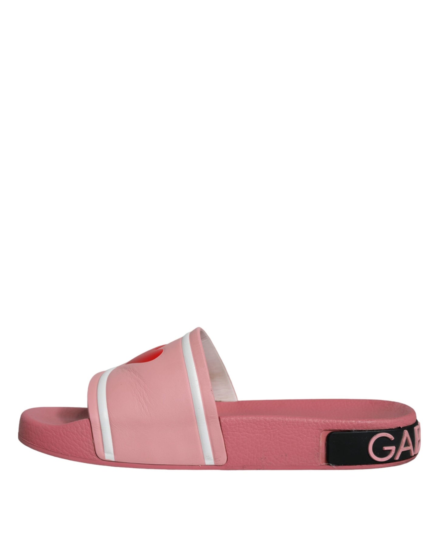 Dolce & Gabbana Pink Leather I Love D&G Sandals Slides Shoes Dolce & Gabbana